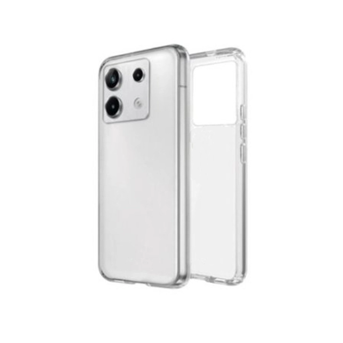 Arkada iki kamerası olan şeffaf telefon kılıfı.