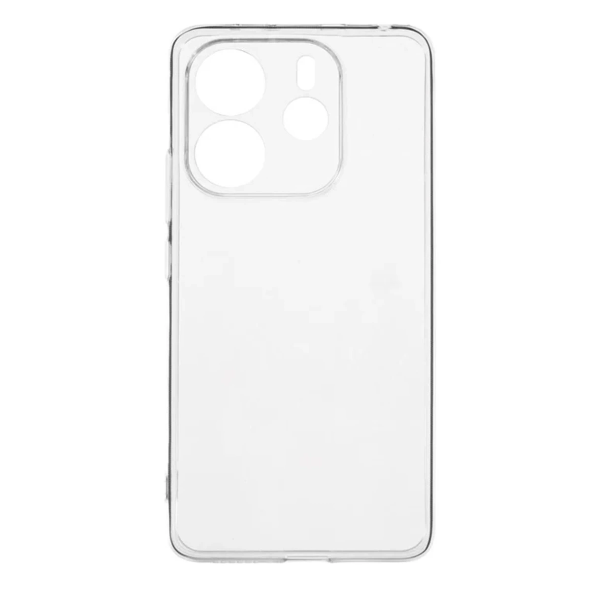 Kamera lensleri için kesikleri olan şeffaf telefon kılıfı.