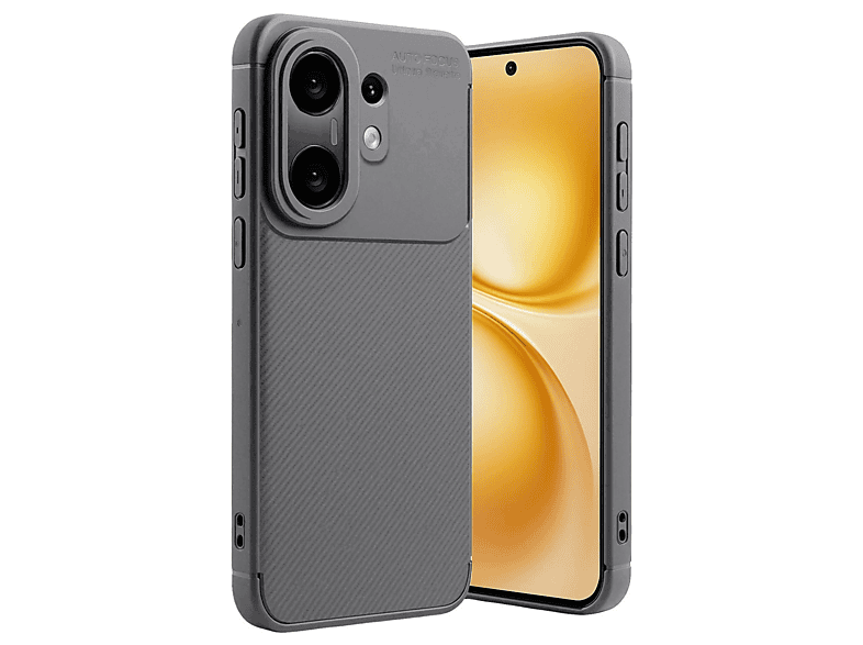 NEWFACE Vivo X200 Fe Uyumlu Auto Focus Karbon Kapak Telefon Kılıfı Gri