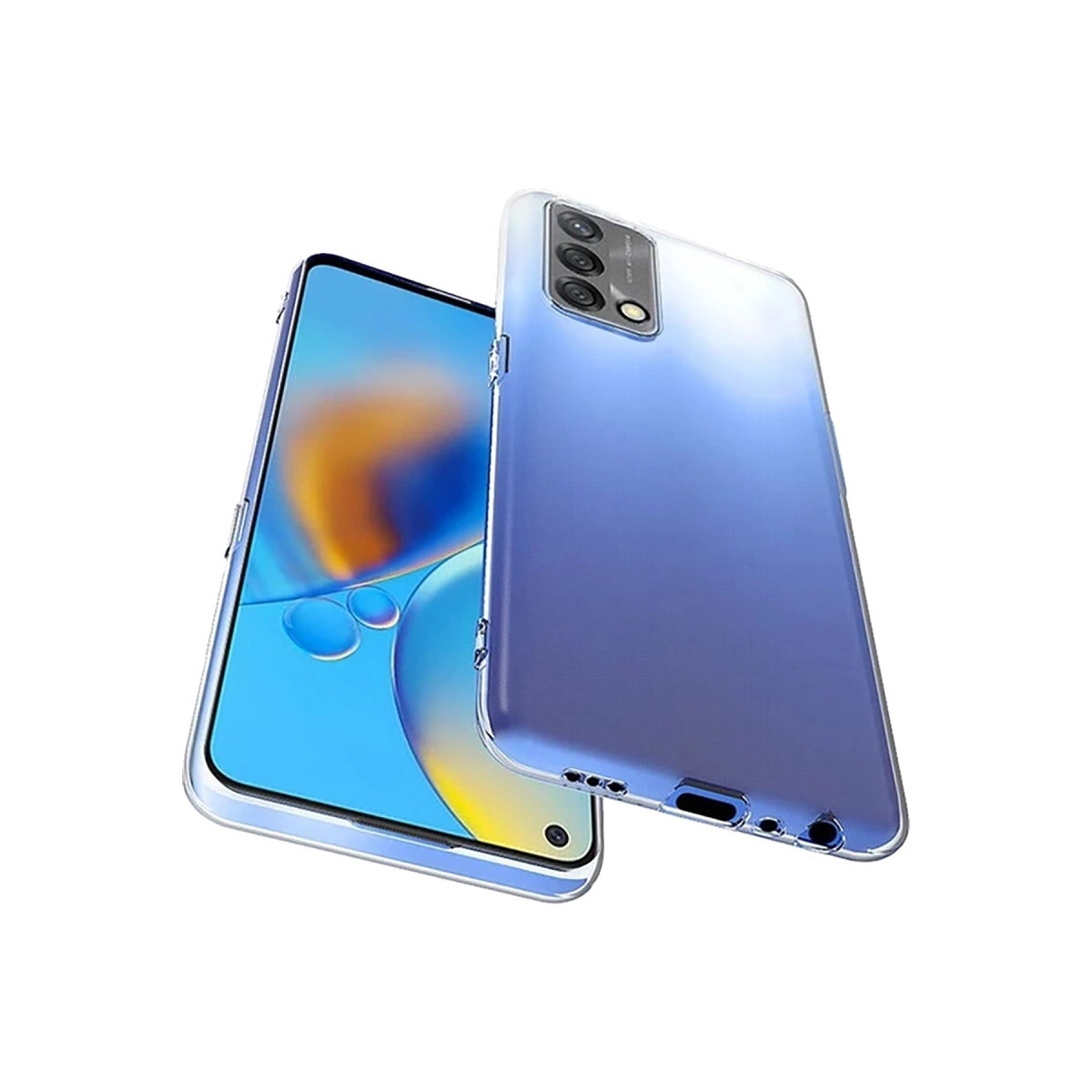 Gradyanlı şeffaf telefon kılıfı bir akıllı telefonun üzerinde duruyor.