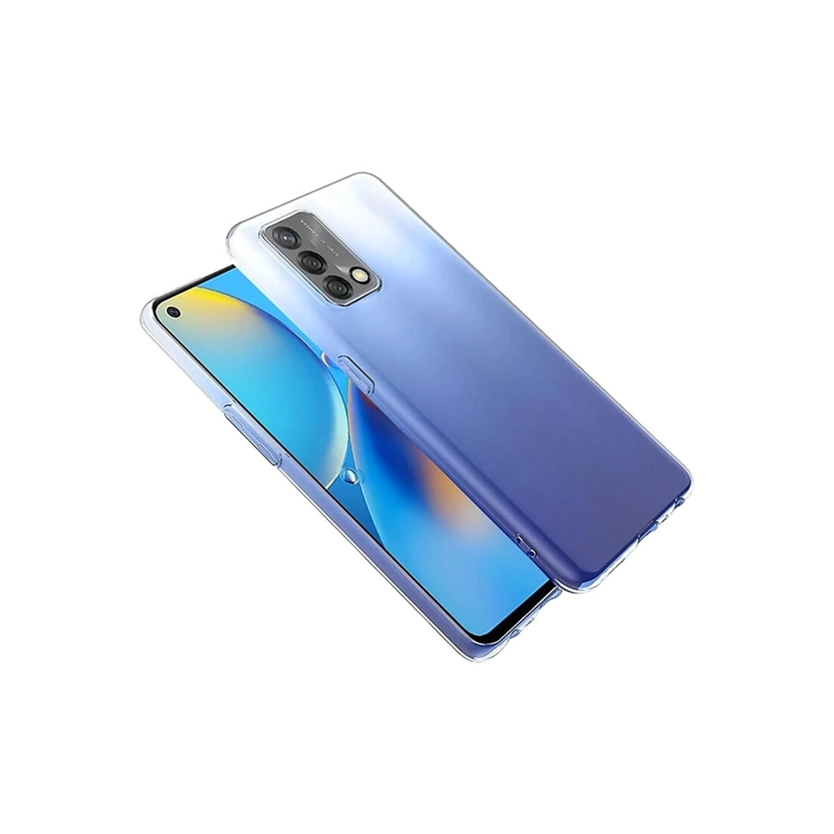 Kamerayı gösteren mavi bir telefon kılıfı.