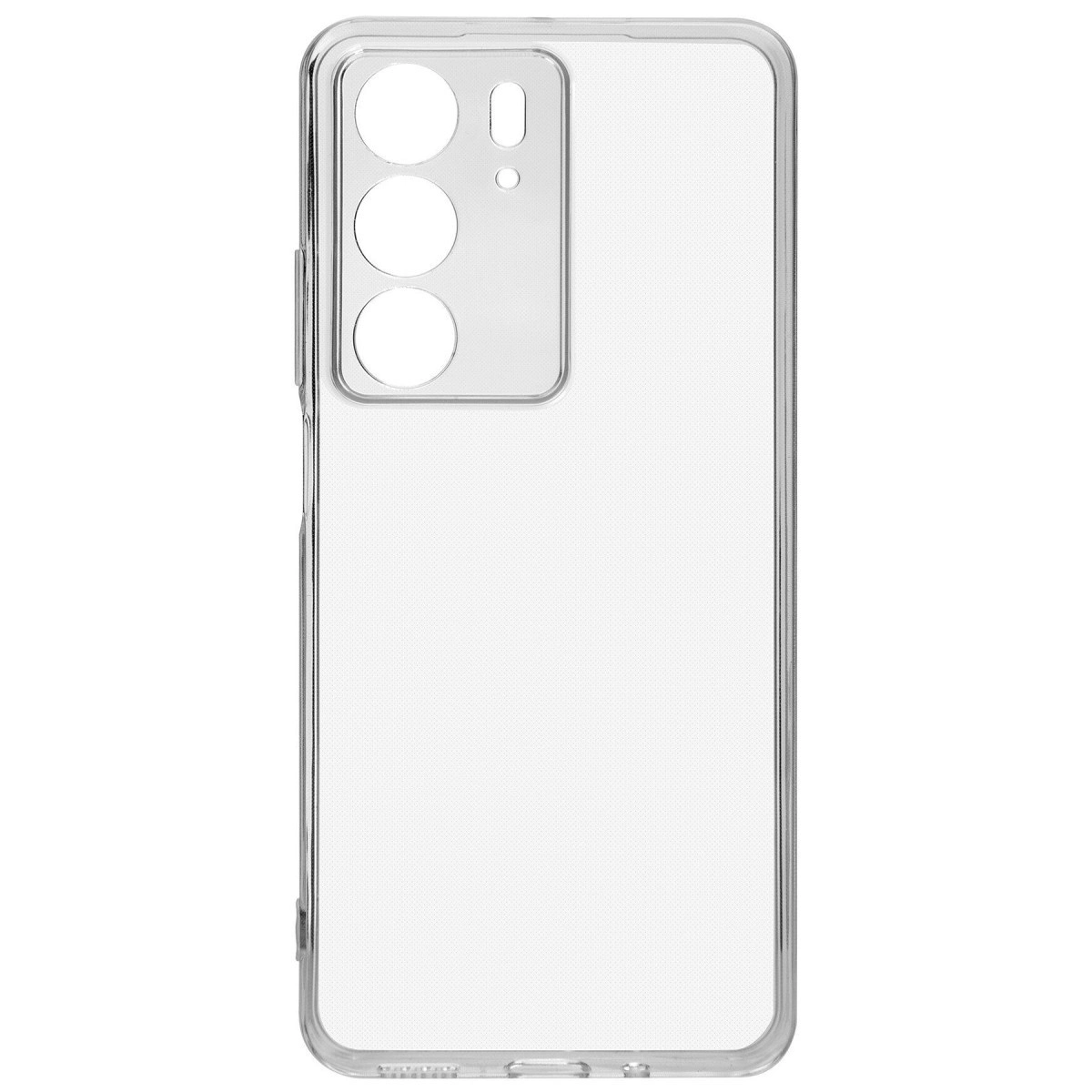 Üç kamera ve flaş için kesikli şeffaf telefon kılıfı.