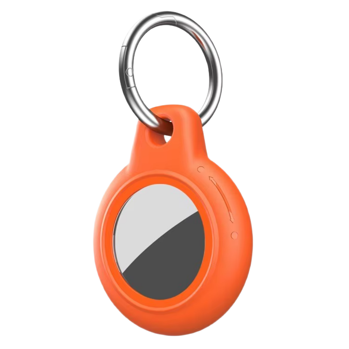 Gümüş anahtarlıklı turuncu koruyucu kılıf.