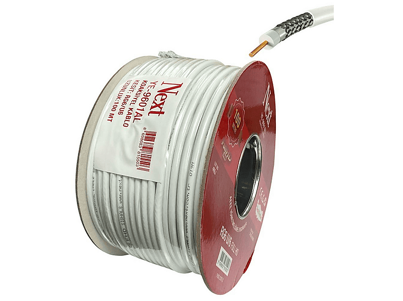 NEXT YE-9601 RG6-U6 HD Trishield 100 m Anten Kablosu Beyaz Fiyat