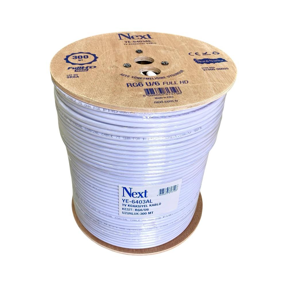 NEXT YE-6403AL RG6/U6 Full HD Koaksiyel  64 Tel 300 m Anten Kablosu Beyaz