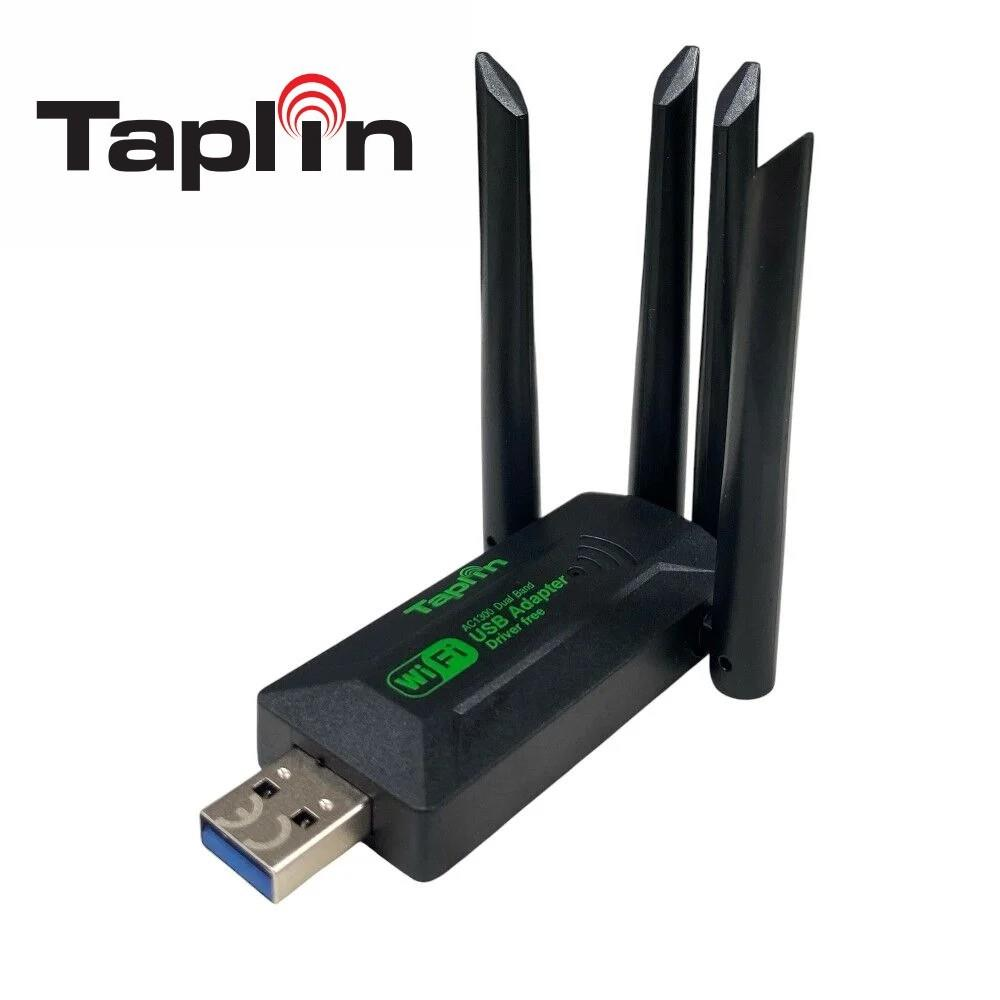 TAPLIN TWA-105 1200Mbps USB 3.0  4 Antenli Wi-Fi Adaptör Siyah