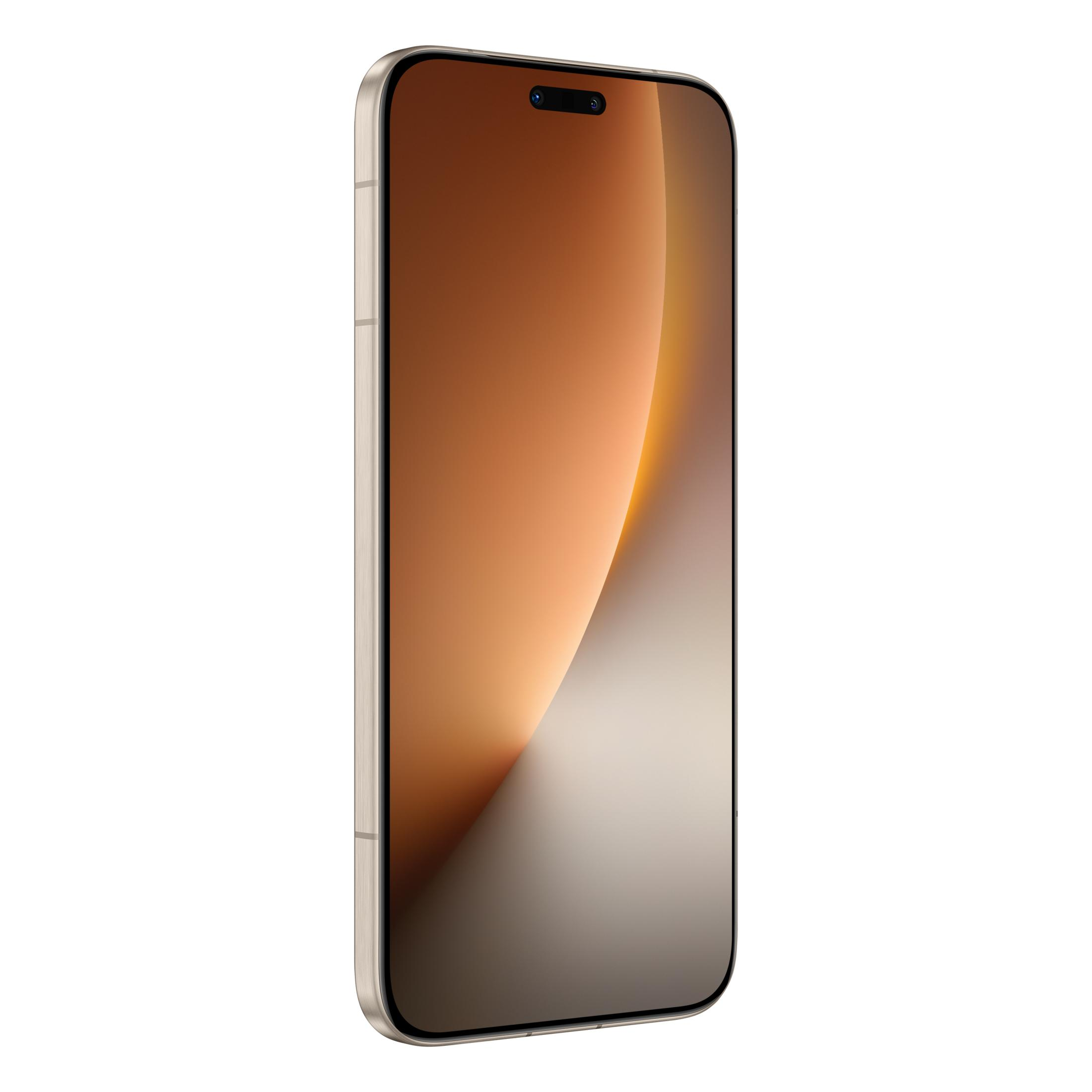Turuncu gradyan ve çentikli altın rengi akıllı telefon ekranı.