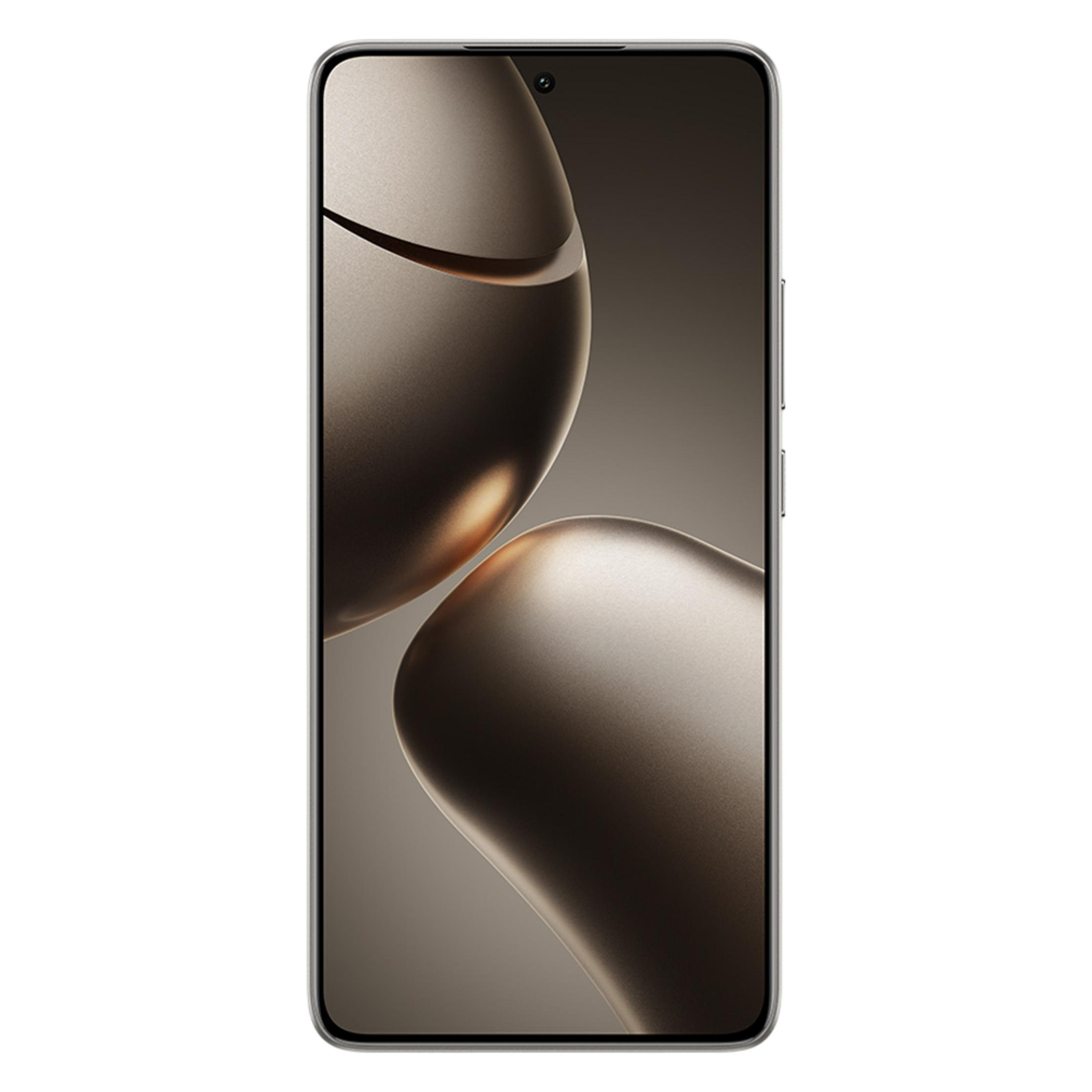 Kavisli ekrana ve stilize edilmiş arka plana sahip bir akıllı telefon.