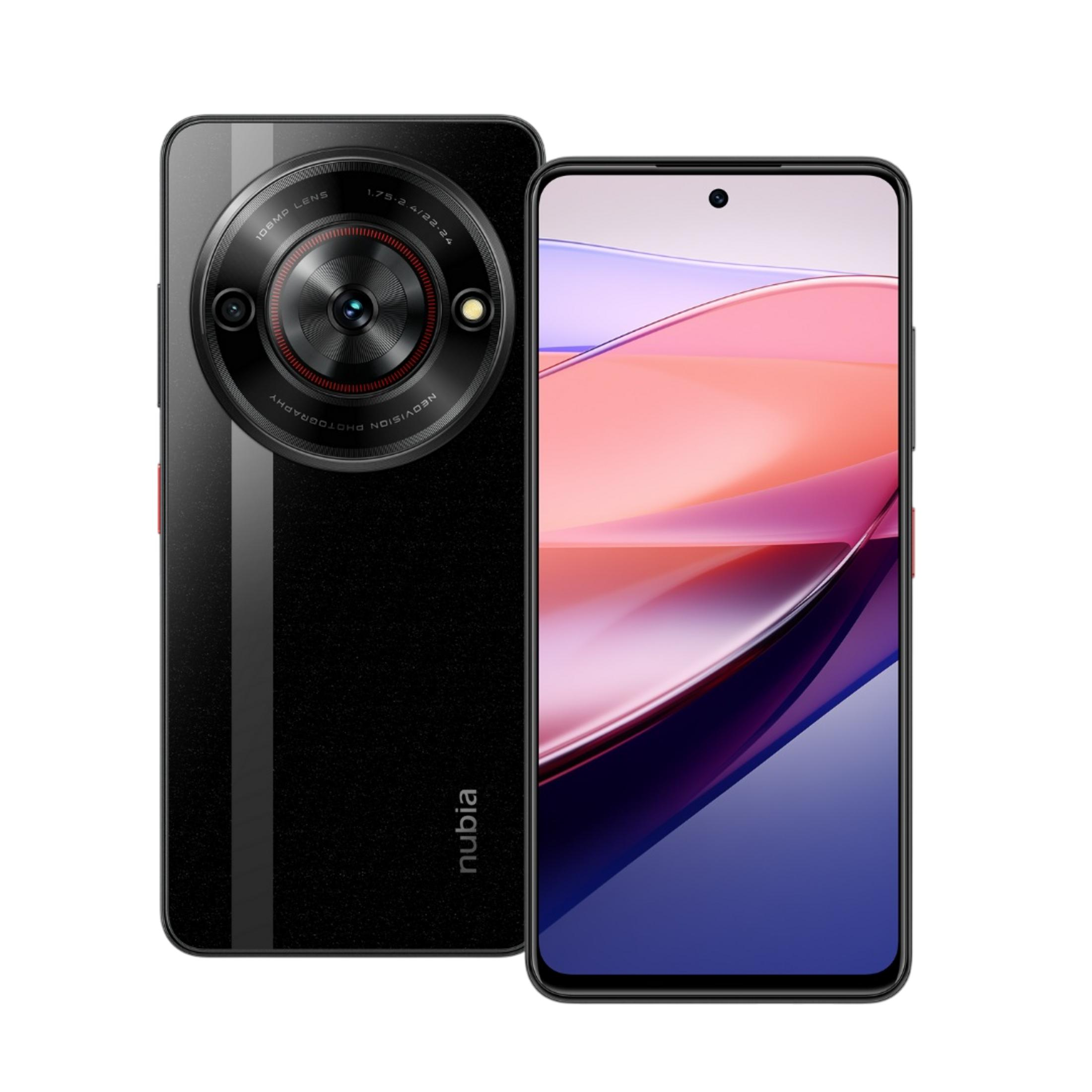 Belirgin kamera modülüne ve parlak ekrana sahip siyah bir akıllı telefon.