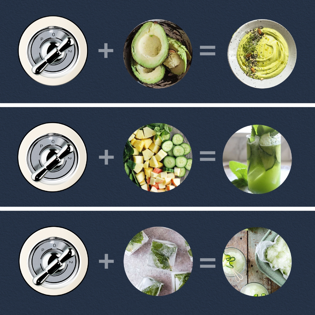 Bir çevirmeli düğmeli blender, avokado ve avokado püresi.