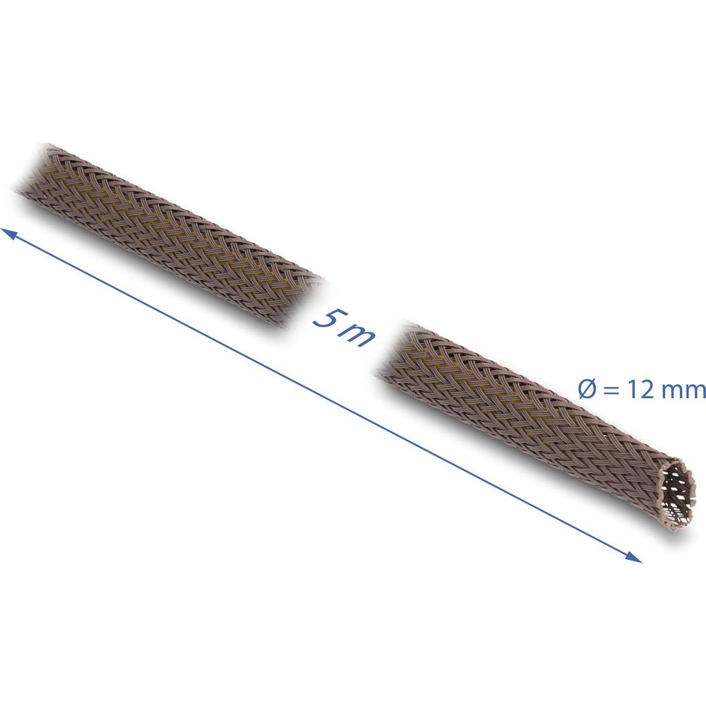 Braunes geflochtenes Schutzrohr, 5m lang, 12mm Durchmesser.