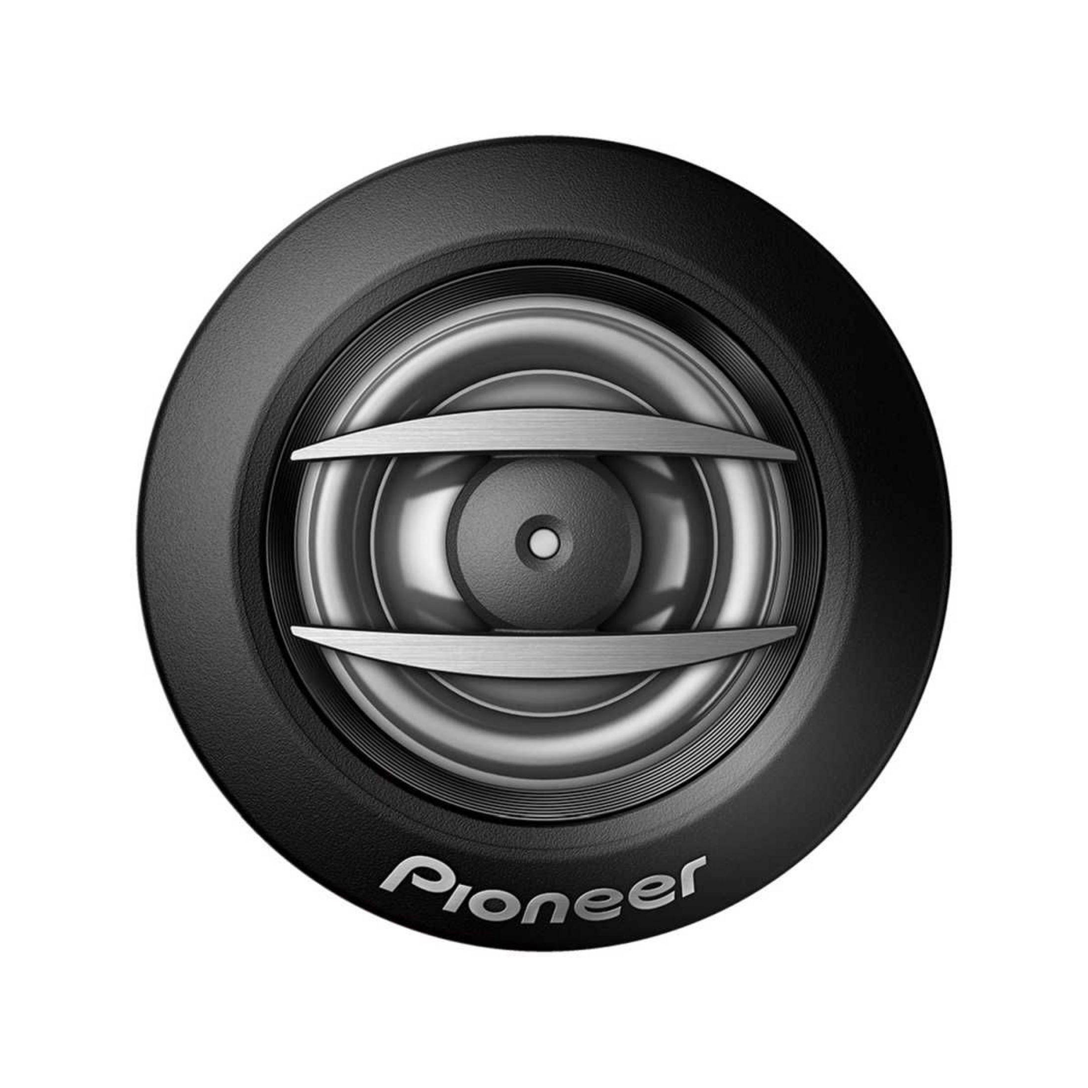 Tweeter Pioneer noir avec accents argentés et anneaux concentriques.