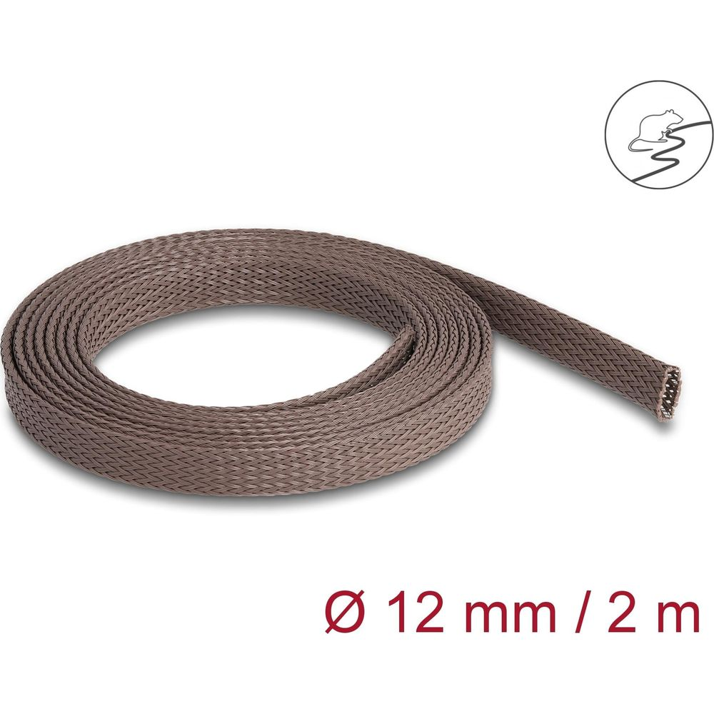 Graues, geflochtenes Schutzrohr aufgerollt, 12mm Ø / 2m Länge.