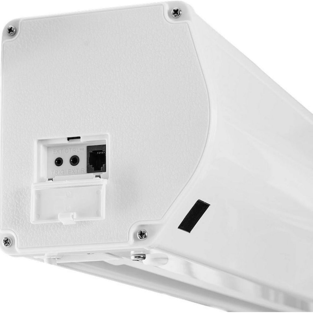 Weißes elektronisches Gerät mit Anschlüssen EXT CTRL und TRIG EXTIR.