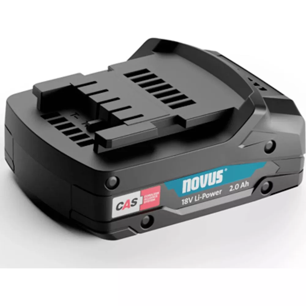 Batteria nera Novus 18V Li-Power 2.0 Ah con logo CAS.