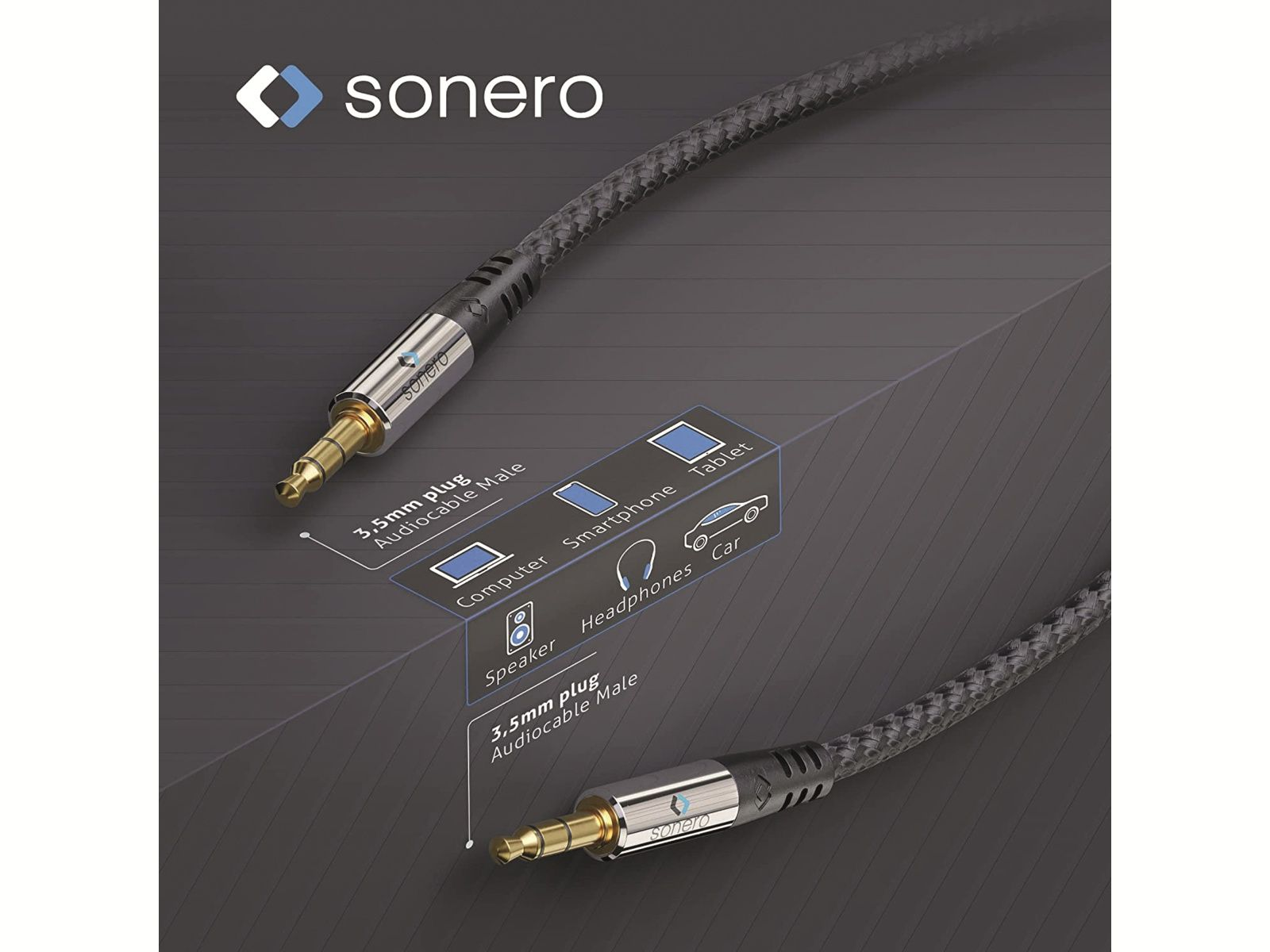 Cavo audio Sonero con spina da 3,5 mm, compatibile con computer, smartphone, tablet, auto.
