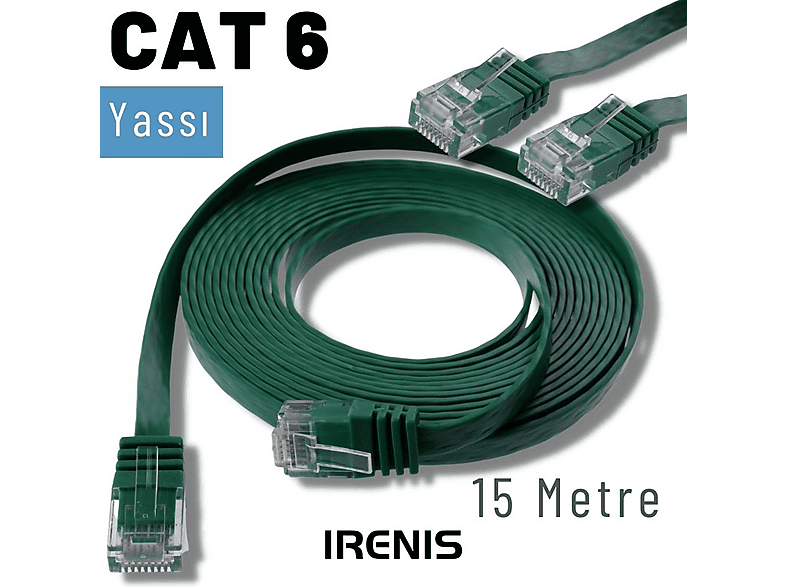 IRENIS CAT6 Yassı Ethernet Network Lan İnternet 15 m Ağ Kablosu