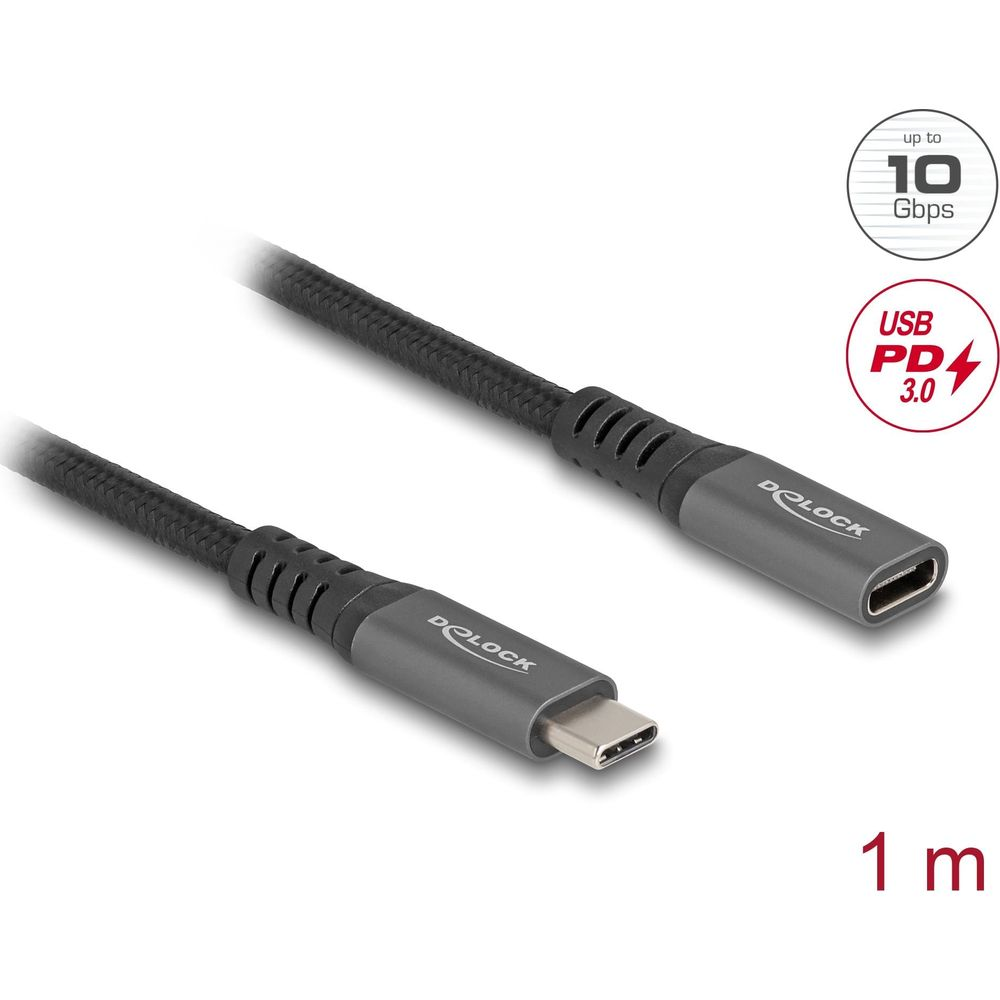 USB-C-Kabel mit 1m Länge, unterstützt 10 Gbps und PD 3.0.
