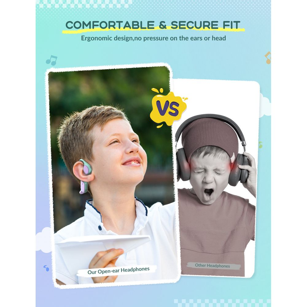 Garçon avec casque audio vs. garçon avec casque douloureux. Ajustement confortable et sûr.