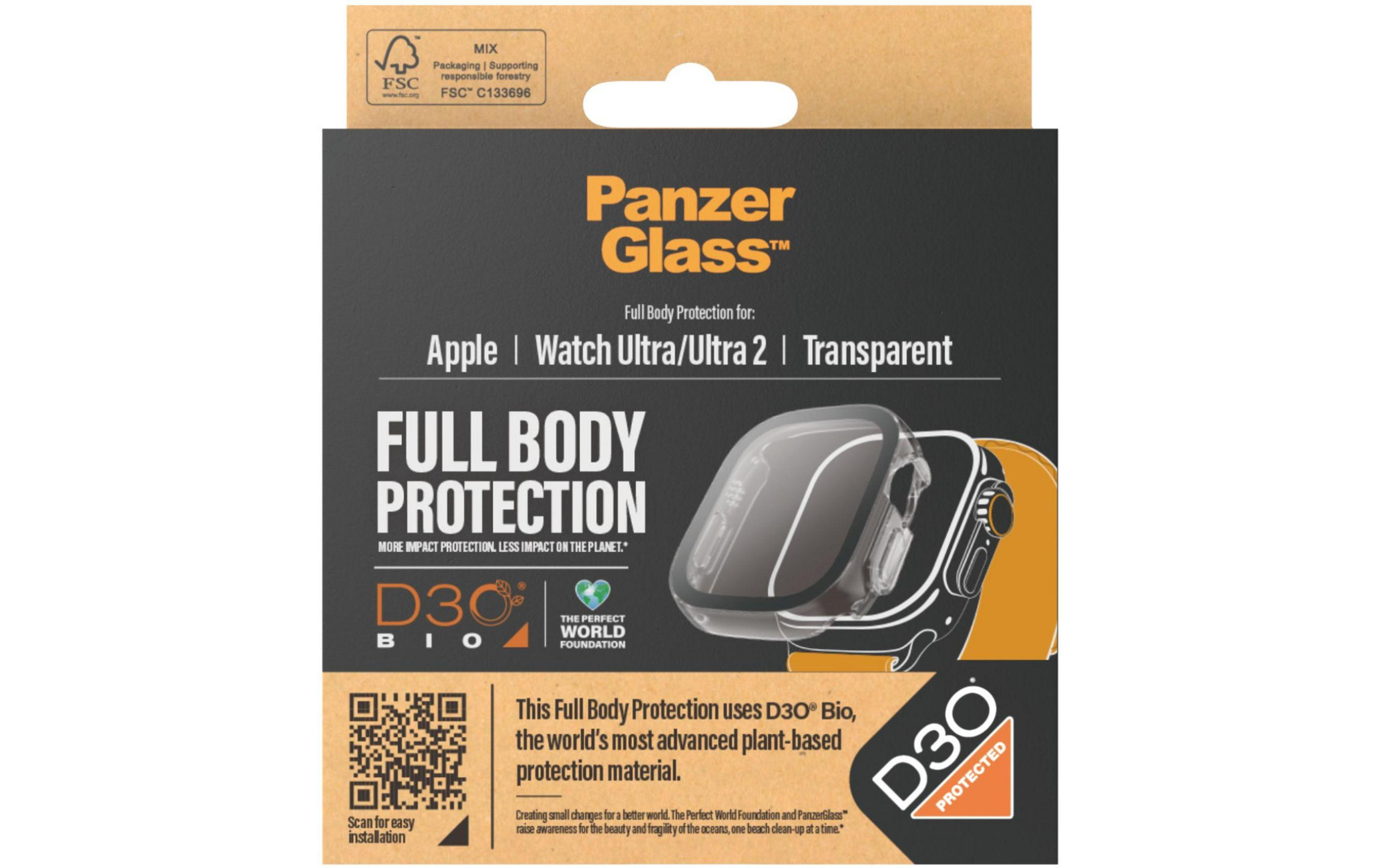 Pełna ochrona PanzerGlass dla Apple Watch Ultra/Ultra 2, przezroczysta.
