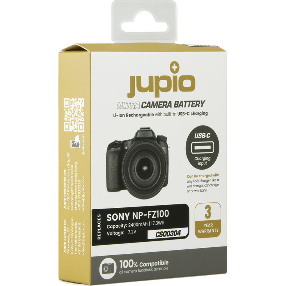 Batteria Jupio Ultra, Li-Ion, USB-C. Sostituisce Sony NP-FZ100. Garanzia 3 anni.