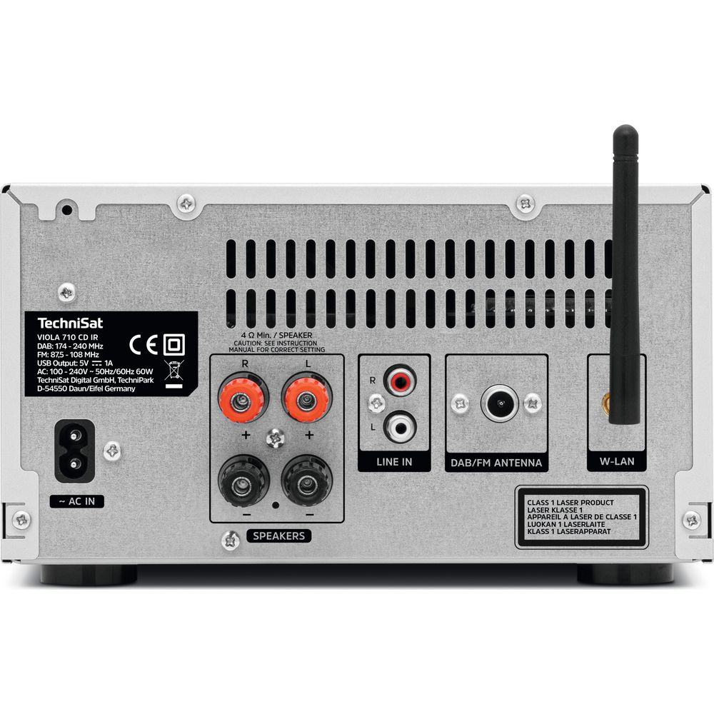 Rückseite eines TechniSat Viola 710 CD IR Receivers mit Anschlüssen.
