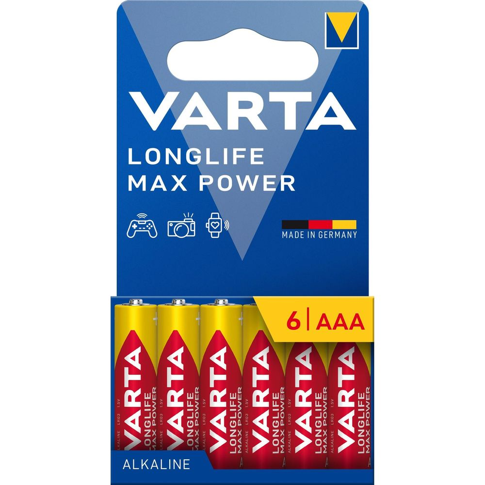 Varta Longlife Max Power AAA Batterien. 6 Stück im Paket. Made in Germany.