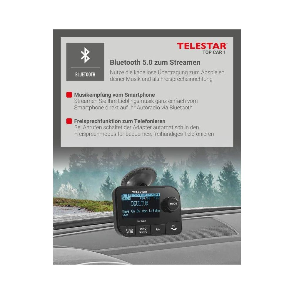 Ein Autoradio-Adapter mit Bluetooth 5.0 für Musikstreaming und Freisprechen.
