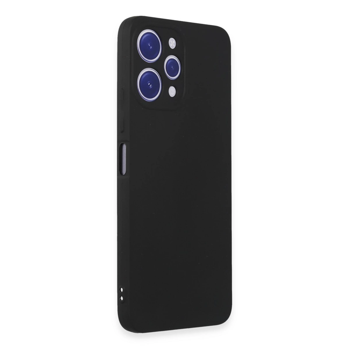 Üç dairesel kamera modülüne sahip siyah telefon kılıfı.