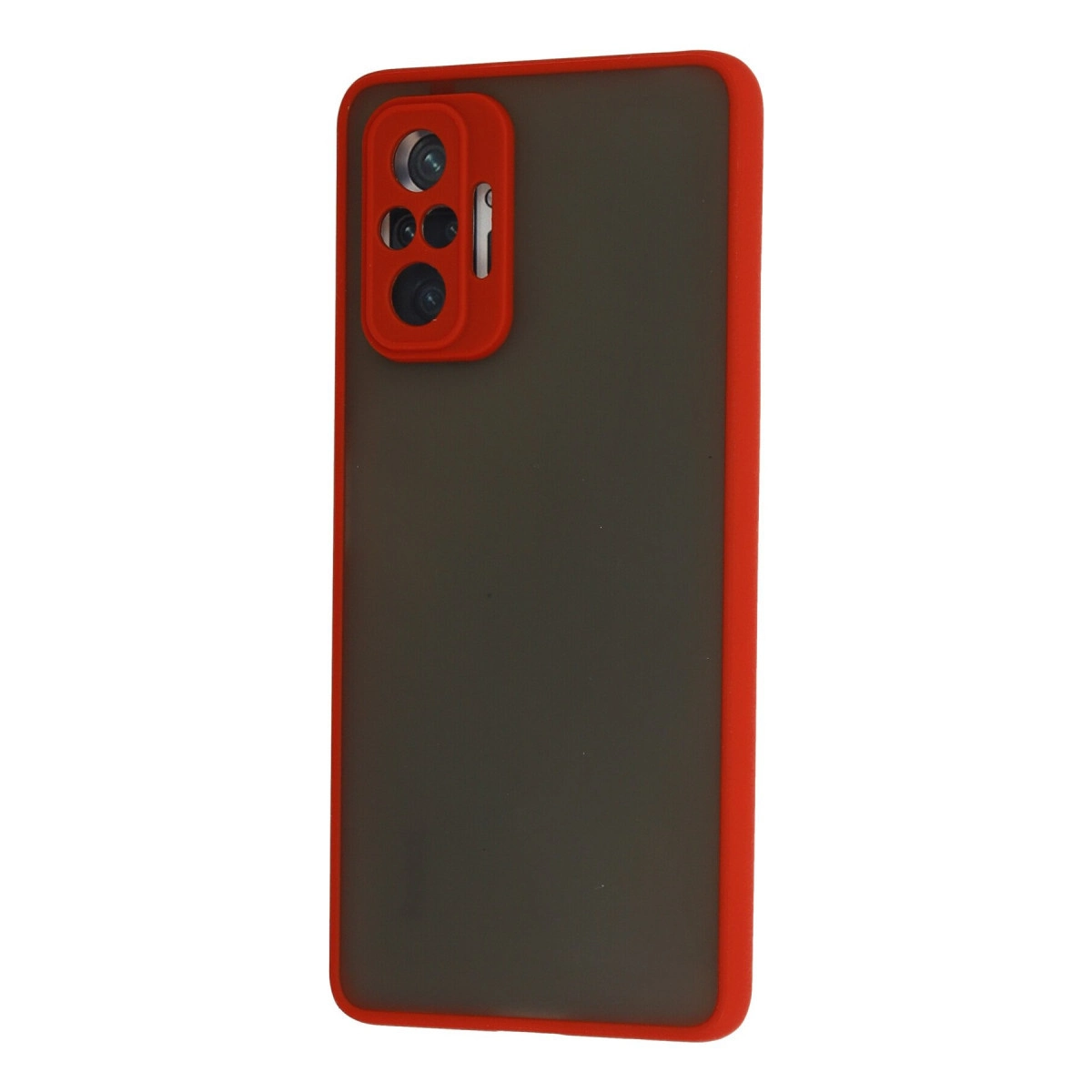 Siyah arka ve kamera kesimli kırmızı telefon kılıfı.
