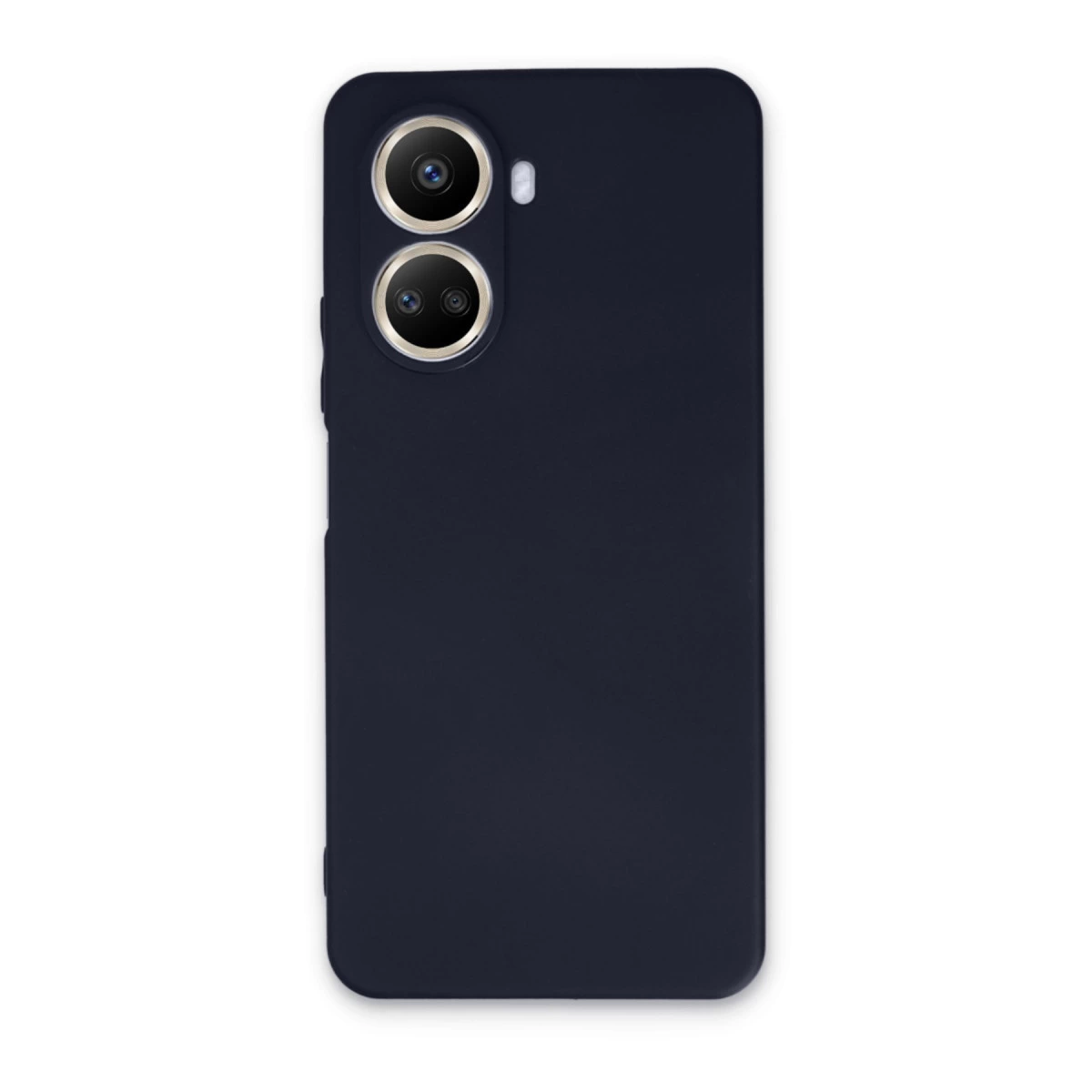 İki kamera lensli ve flaşlı lacivert telefon kılıfı.