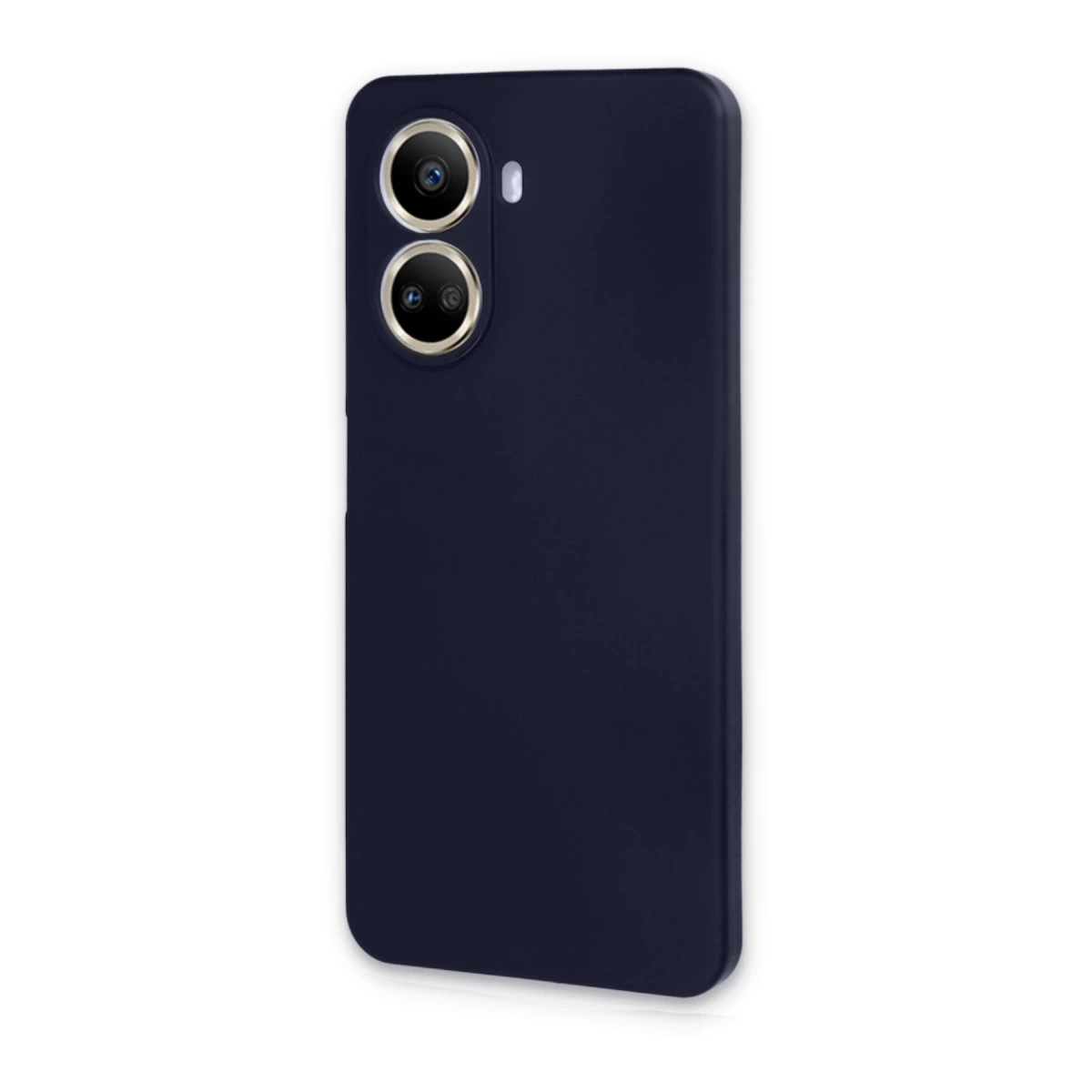 İki kamera lensli ve flaşlı lacivert telefon kılıfı.