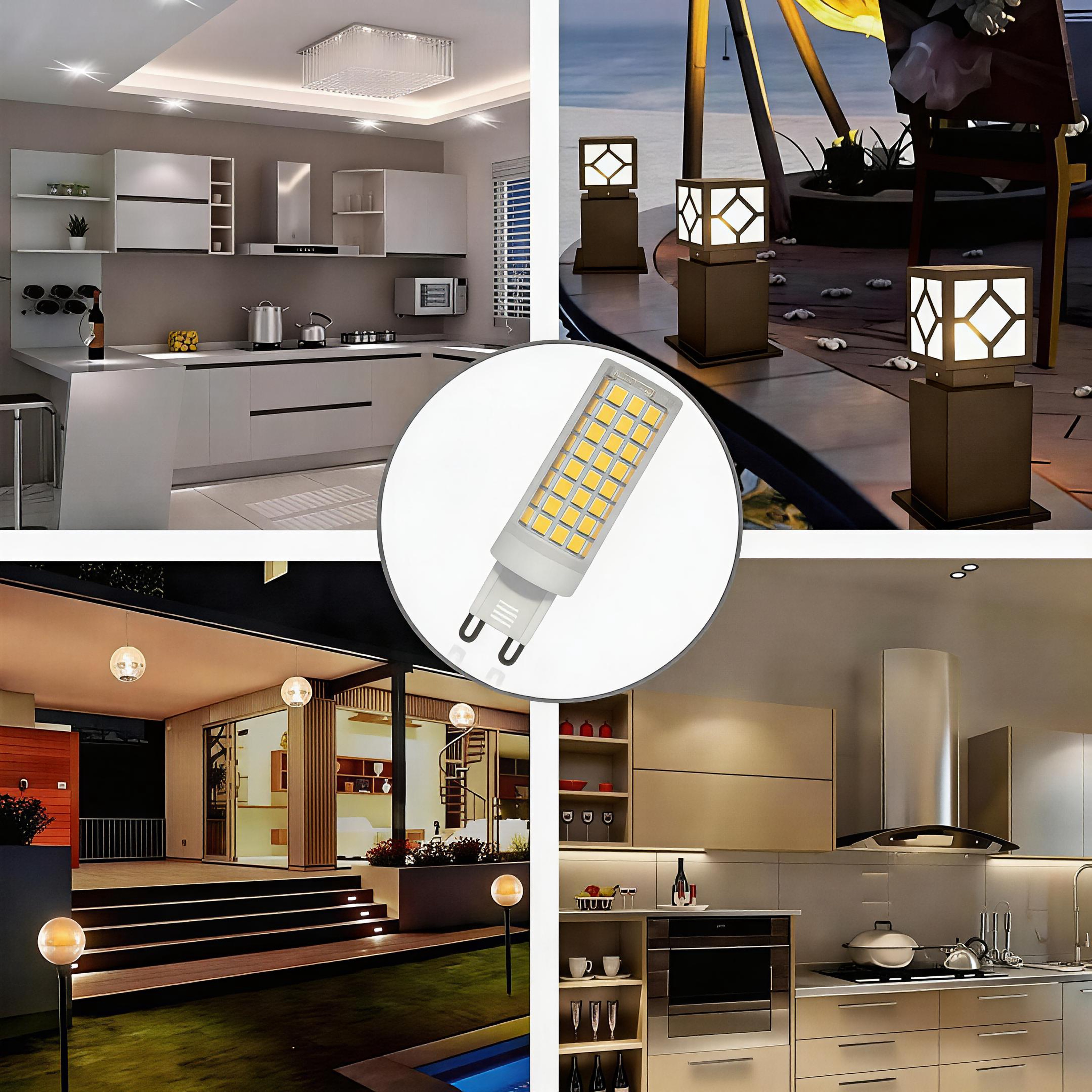 La colcha muestra una cocina, lámparas exteriores, una casa y una bombilla LED.