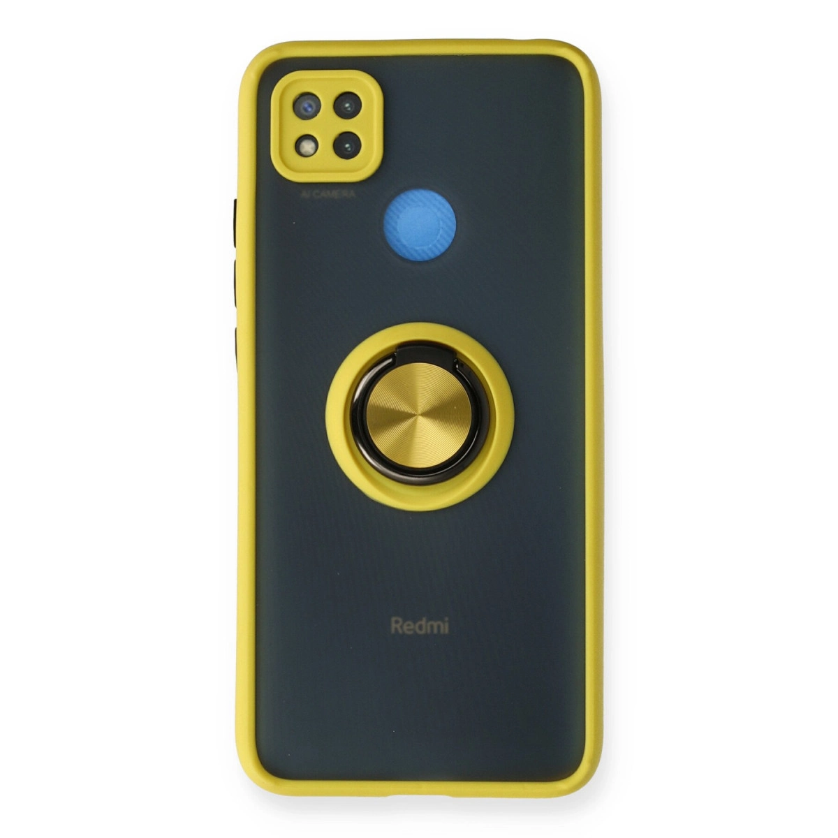 NEWFACE Xiaomi Redmi 9c Uyumlu Montreal Yüzüklü Silikon Kapak Telefon Kılıfı Sarı