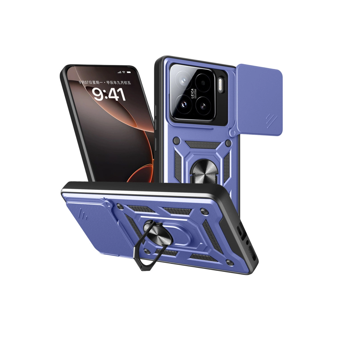 NEWFACE Xiaomi Mi 15 Uyumlu Pars Lens Yüzüklü Silikon Telefon Kılıfı Lacivert