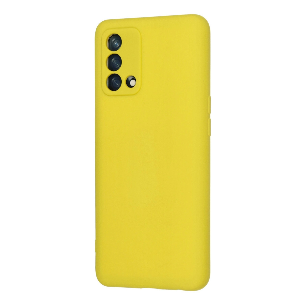 Arkada üç kamera lensi olan sarı telefon kılıfı.