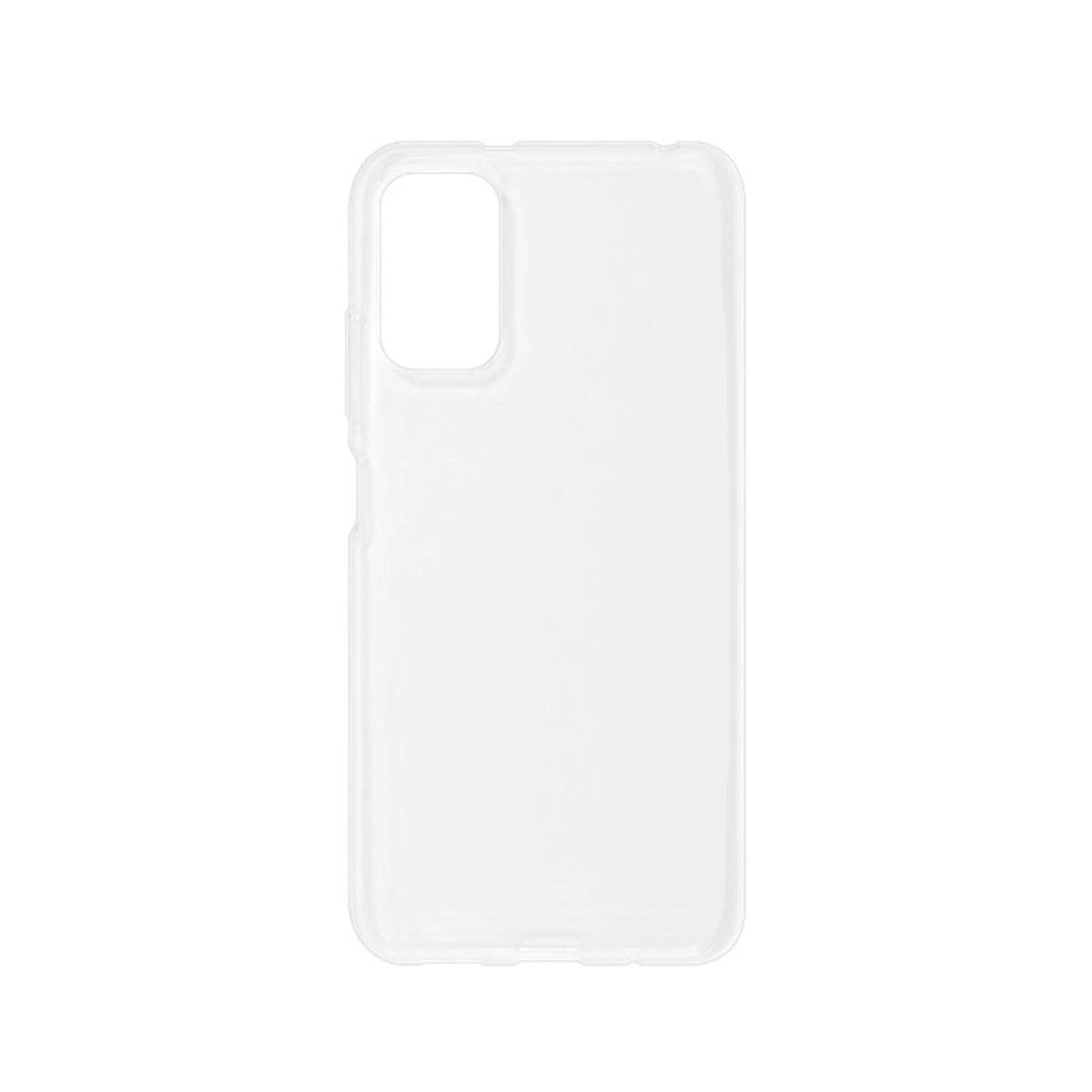 Kamera lensi için kesiği olan şeffaf telefon kılıfı.