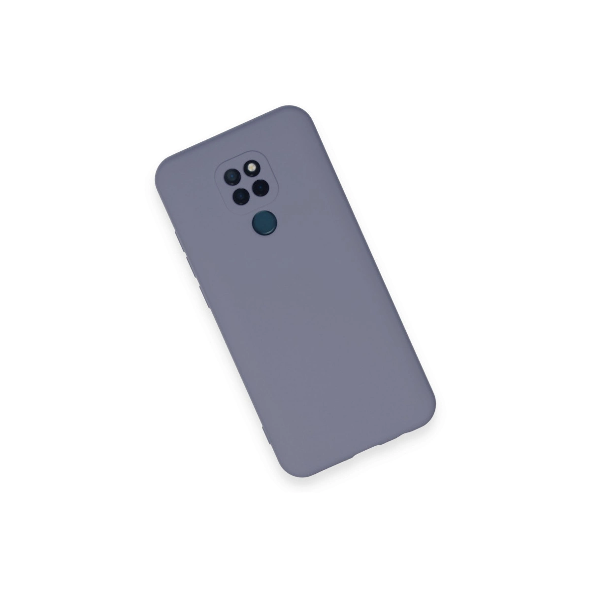 Dörtlü kamera ve parmak izi sensörlü gri telefon kılıfı.