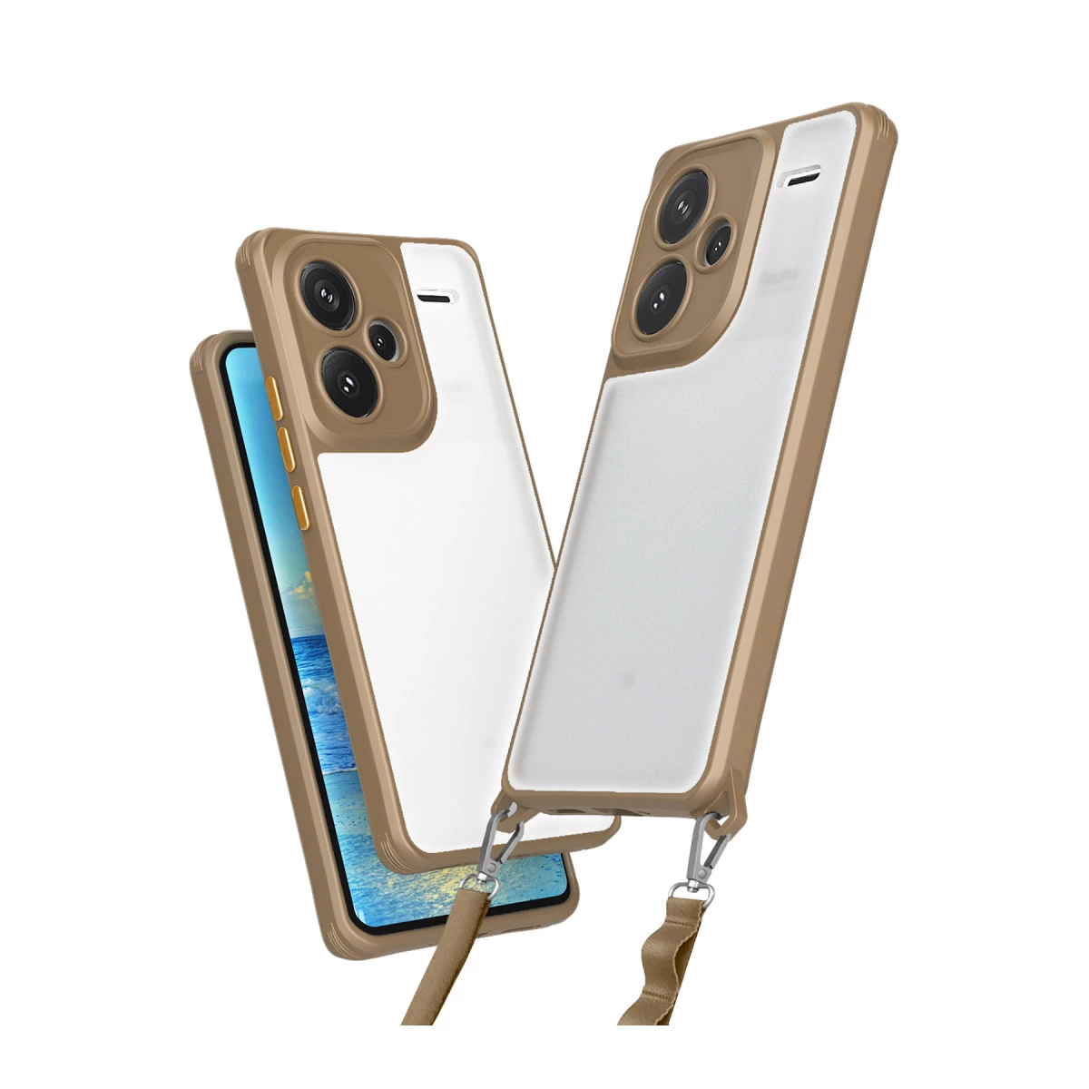 NEWFACE Xiaomi Redmi Note 13 Pro Plus Uyumlu Penta Silikon Uyumlu Telefon Kılıfı Çöl Titanyum