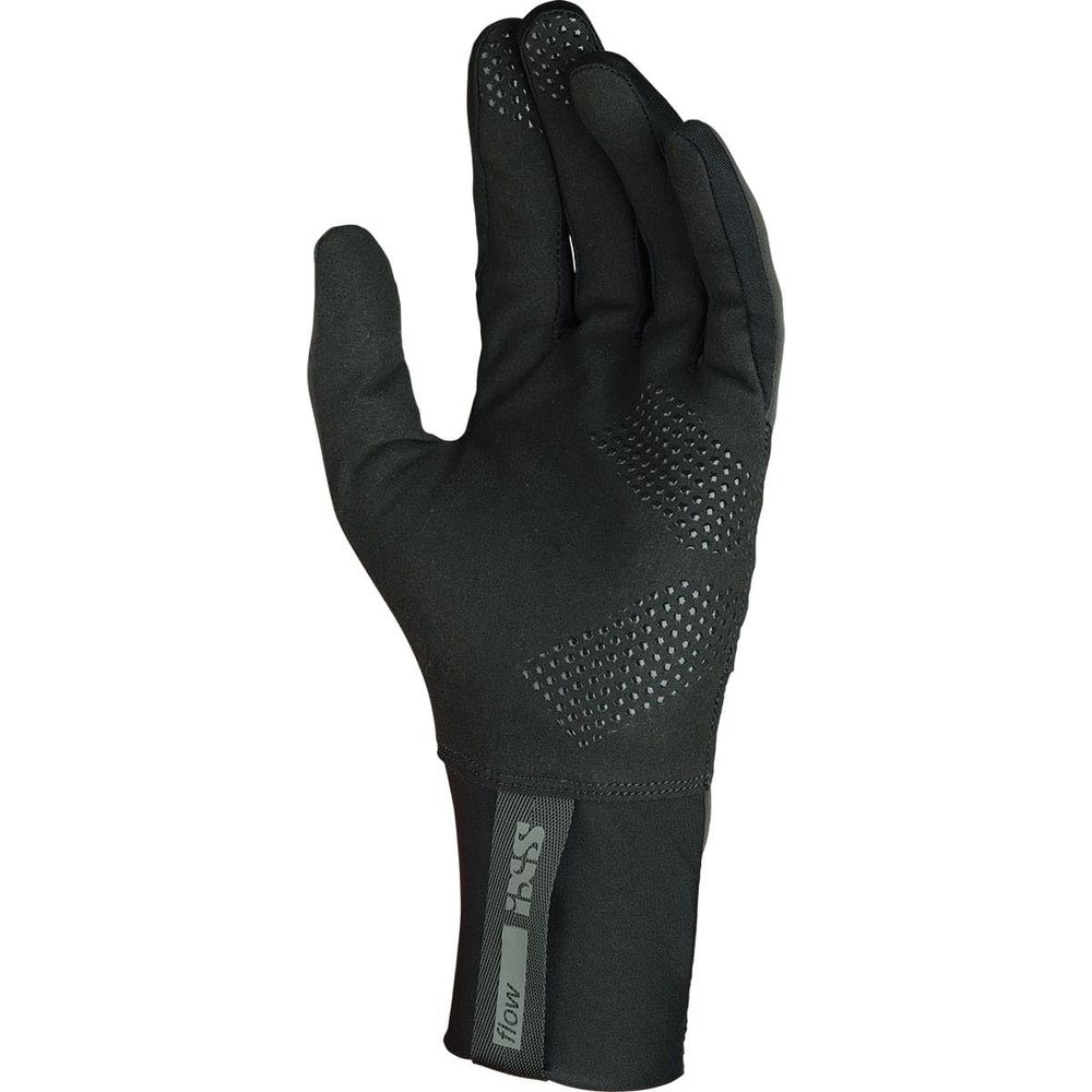 Ein schwarzer Handschuh mit texturiertem Griff an Fingern und Handfläche. IGS-Logo sichtbar.