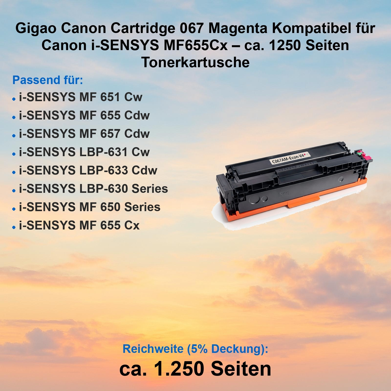 Eine Magenta Canon 067 Tonerkartusche für Canon i-SENSYS MF655Cx.