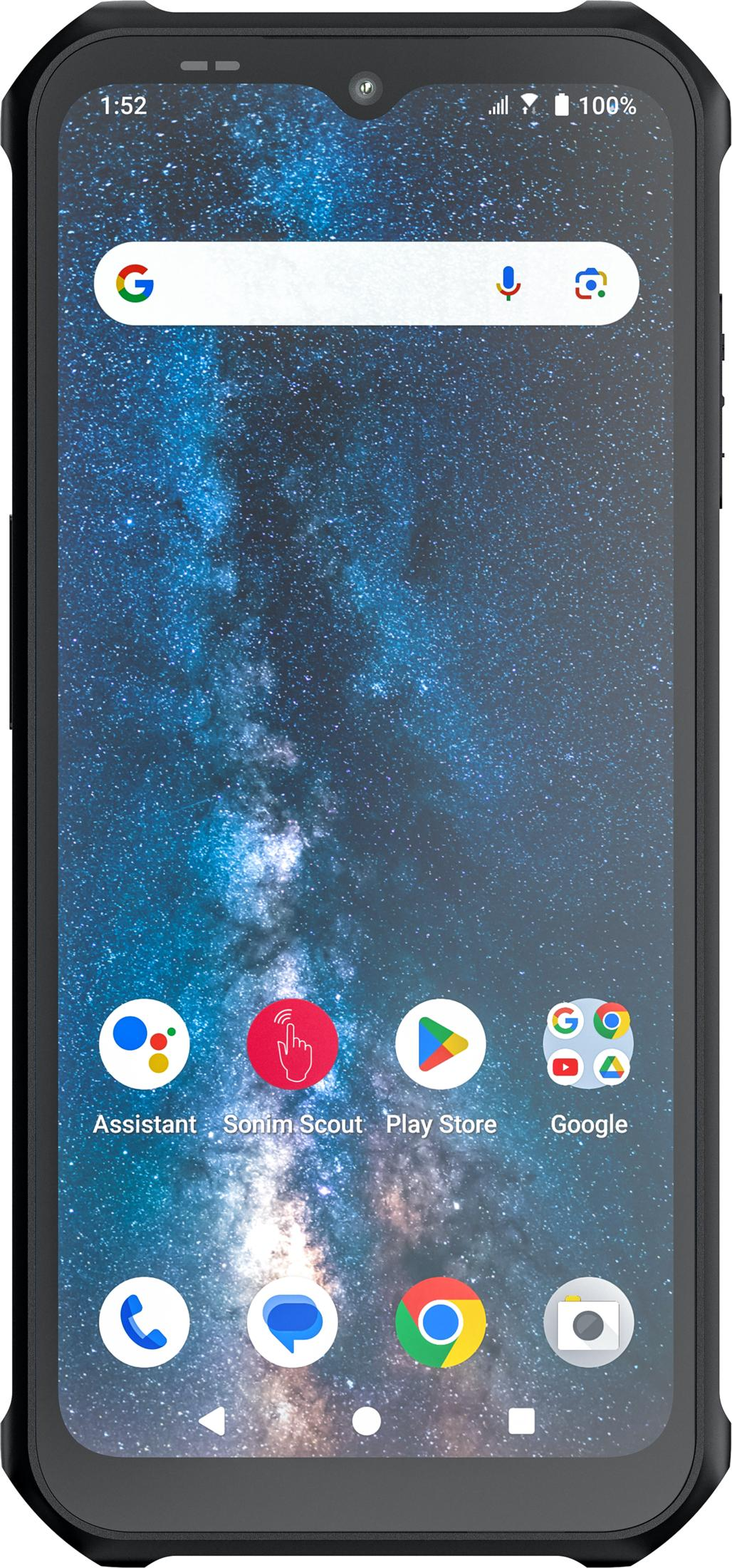 Smartphone mit Sternenhimmel-Hintergrund, Google-Suche und App-Icons.
