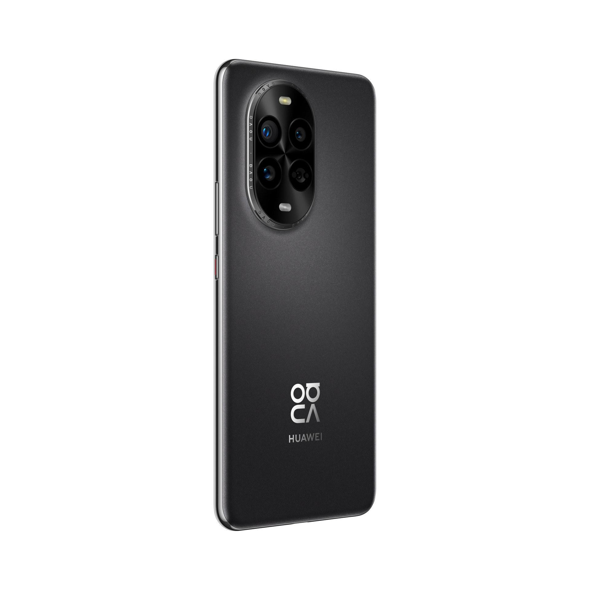 Rückseite eines schwarzen Huawei Smartphones mit vier Kameras und Logo.