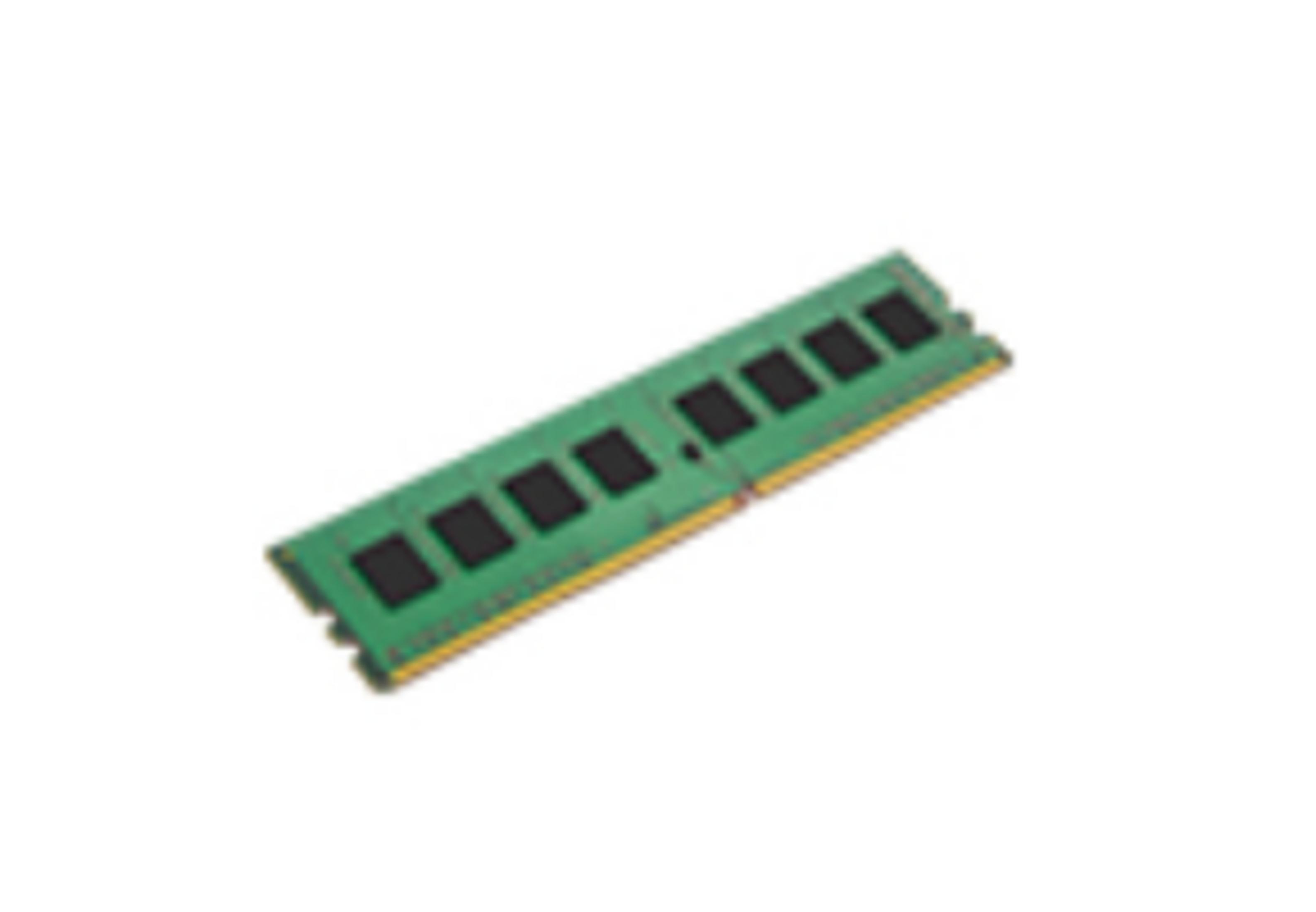 Ein grünes RAM-Modul mit schwarzen Chips und goldenen Kontakten.