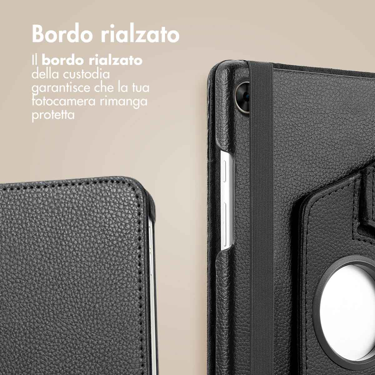 Black tablet case with a raised edge that protects the camera.