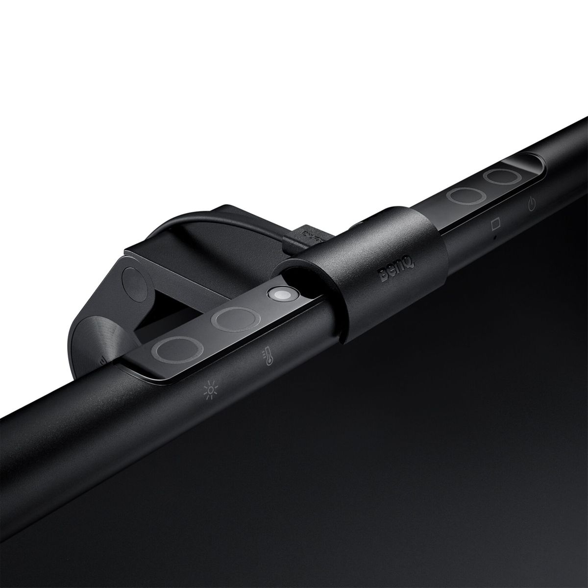 Black monitor lamp with touch controls and BenQ logo.