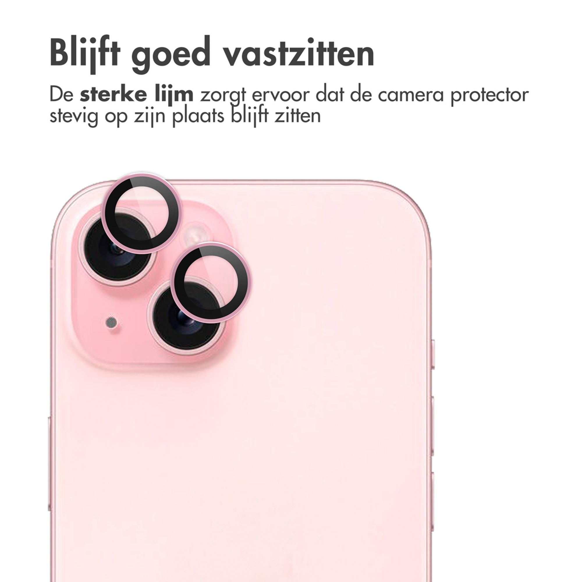 Two camera lens protectors on a pink phone.