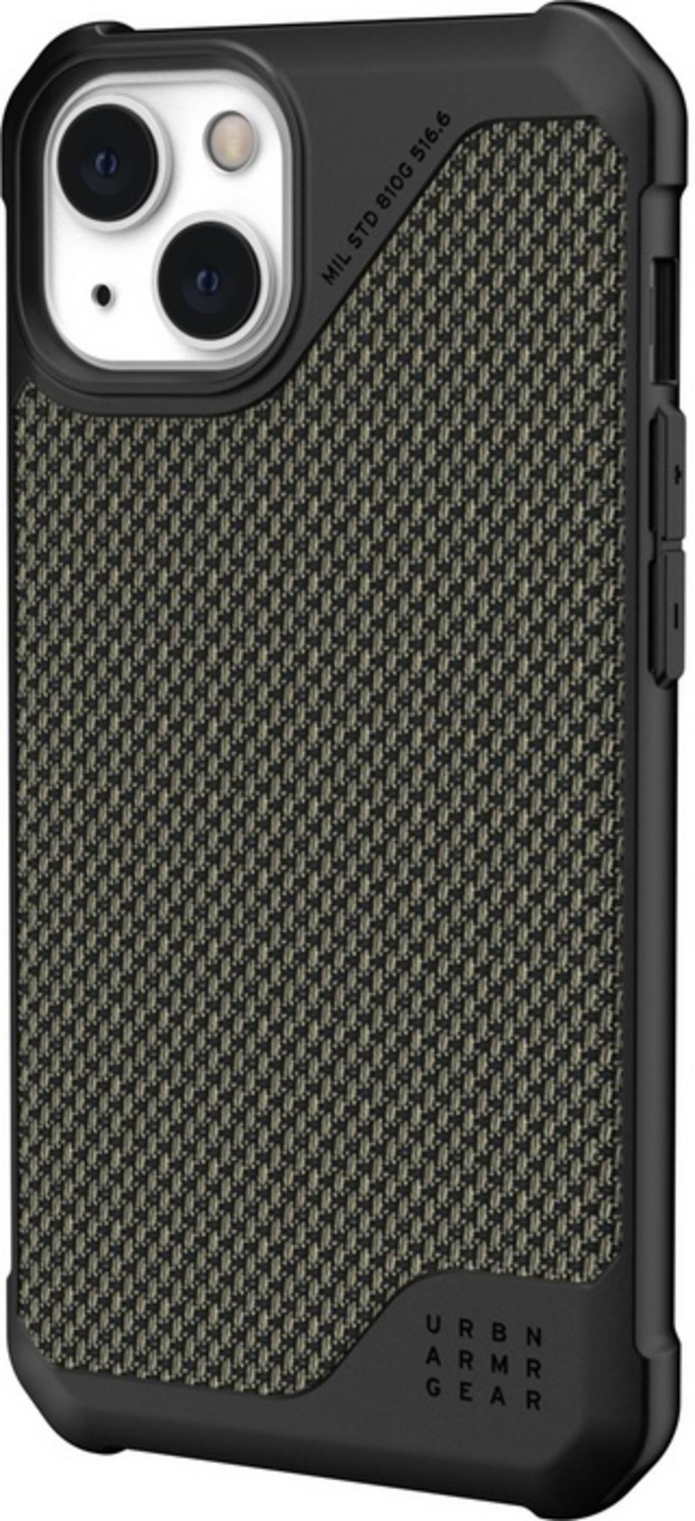 Schwarze iPhone-Hülle mit Muster und Kameraöffnung.