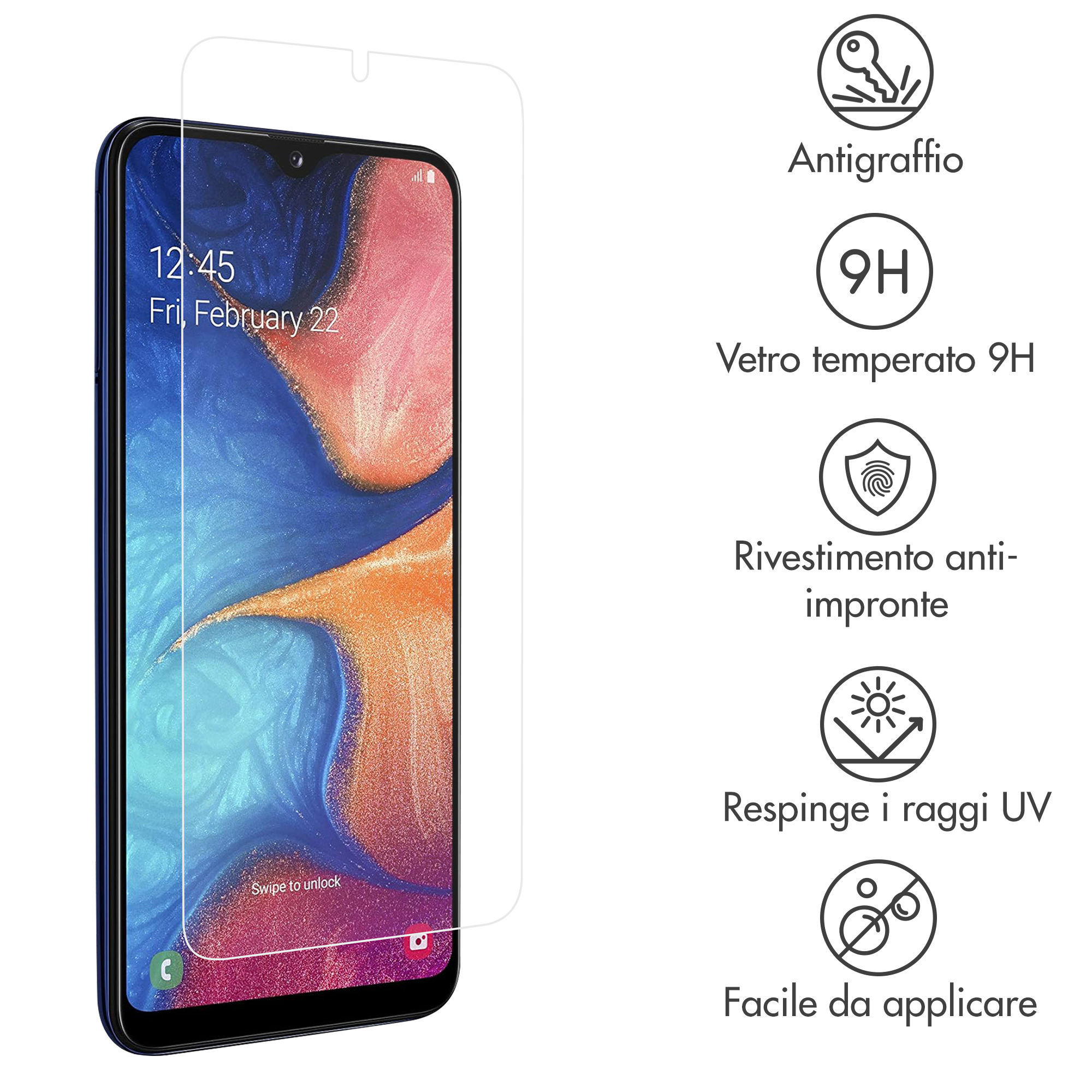 Screenprotector voor smartphone, met 9H hardheid en anti-vingerafdrukcoating.