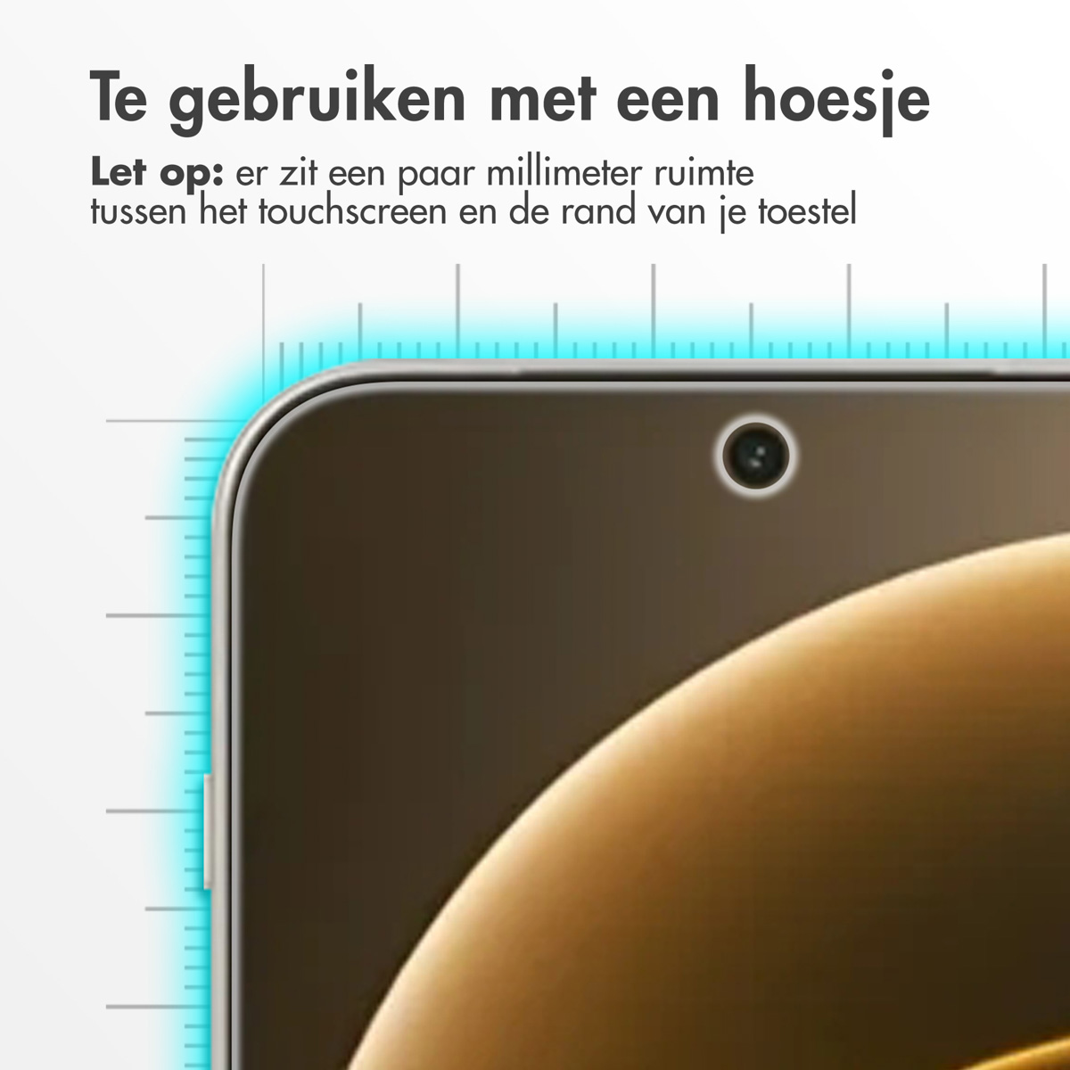 Utilizzare con custodia: Notare lo spazio tra touchscreen e bordo dispositivo.